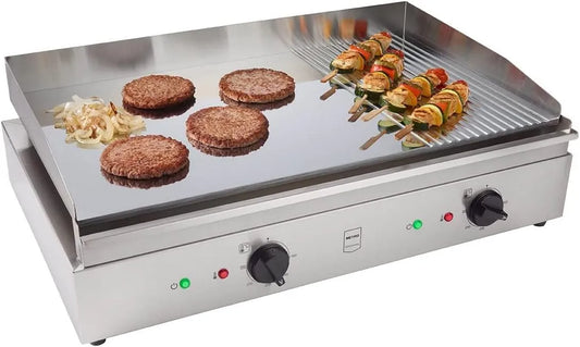 Plaque de cuisson GEG2112 METRO Professional, finition argentéeé, de Cuisson électrique en Acier Inoxydable 3500 W Finition Chromée température
