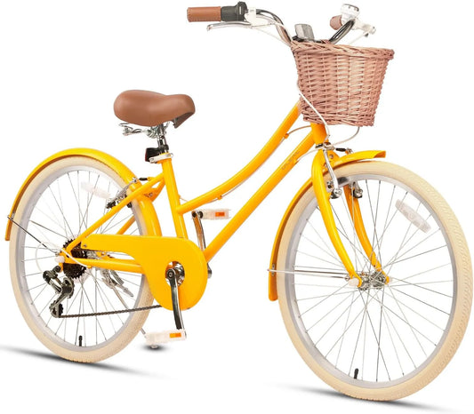 Vélo, Glerc Missy 20' 24' 26' Pouces Fille Cruiser Shimano 6 niveaux de vitesse Hybrid de Ville pour Les Jeunes de Plus de 6 Ans