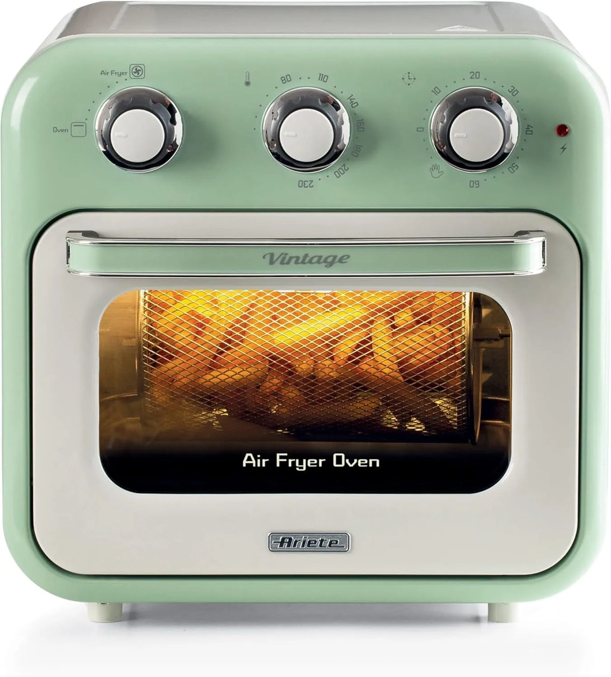 Ariete four 4632 2en1, Température jusqu'à 230°, puissance 1400W, Paniers et Rôtisserie en acier inoxydable, Vert, Friteuse et, Capacité 16 L, Vintage