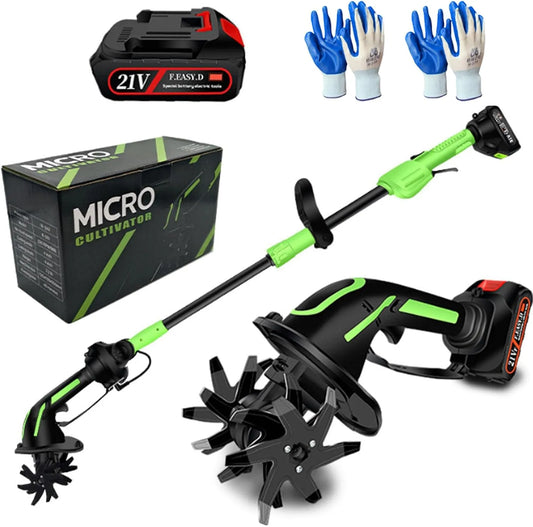 Motoculteur, tension 21V sans Fil, Électrique De Jardin avec Manche D'Extension 1,3m