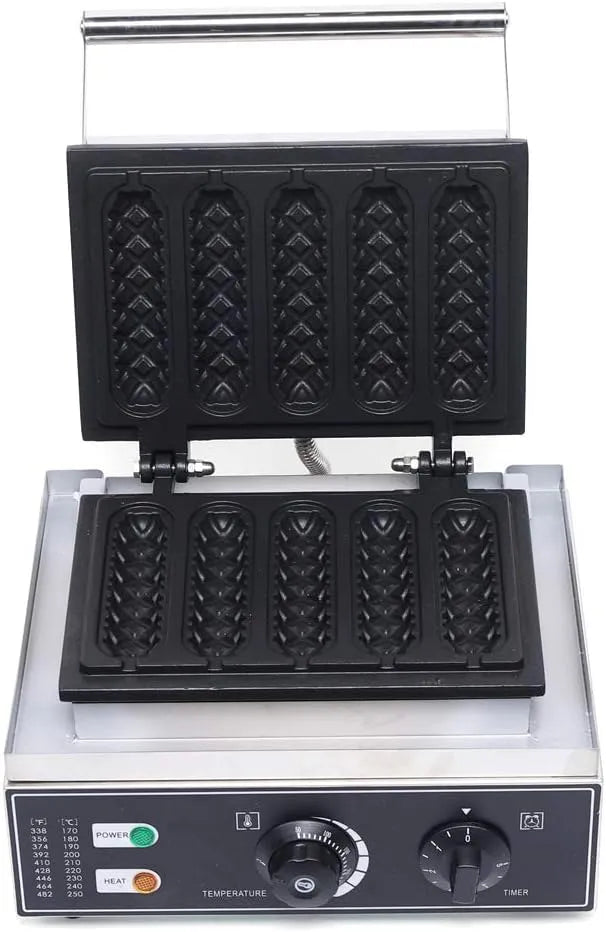 Gaufrier Réglage de la température, Plaques antiadhésives et nettoyage facile en acier inoxydable pour gaufres gaufres épis de maïs saucisses