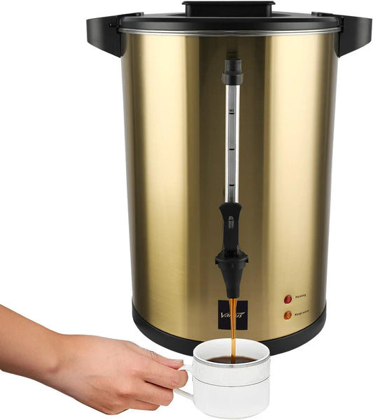Machine à café, Valgus percolation café 55 tasses 8L or double paroi commerciale en acier inoxydable, avec Percolateur chauffe