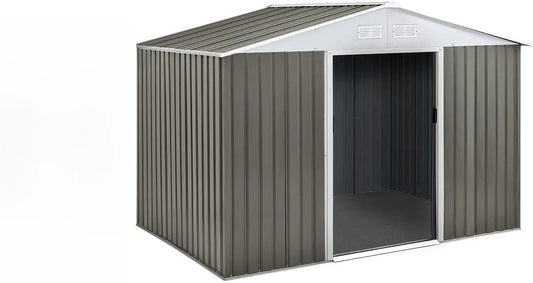 Métal Dallas Abri Jardin, 8.84m² avec gouttière, Taupe