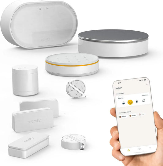 Somfy, Système Alarme Maison sans Fil WiFi, Sirène Alarme Intérieure & 2 Badges, Home Alarm Advanced, Google, Tahoma, Made in France