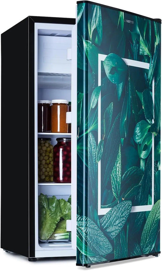 Klarstein réfrigérateur, avec 2 niveaux de refroidissement, thermostat avec 5 niveaux, 0 à 10 ° C, capacité 79 litres, CoolArt, Combiné -congélateur