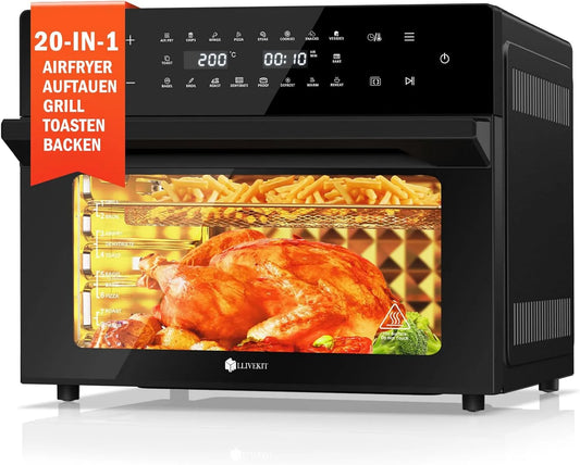 Four C-230, capacité 30L Friteuse sans Huile XXL avec Tournante Rôtissoire, Air Fryer 20 Programmes et 9 Accessoires, 80 °C