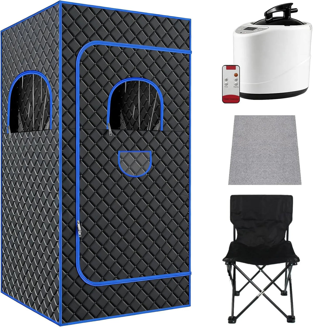 Générateur électrique, Cabine de sauna personnelle pliable avec de vapeur de 3 l, Tente de sauna mobile, Chaise, Sauna portable télécommande incluse