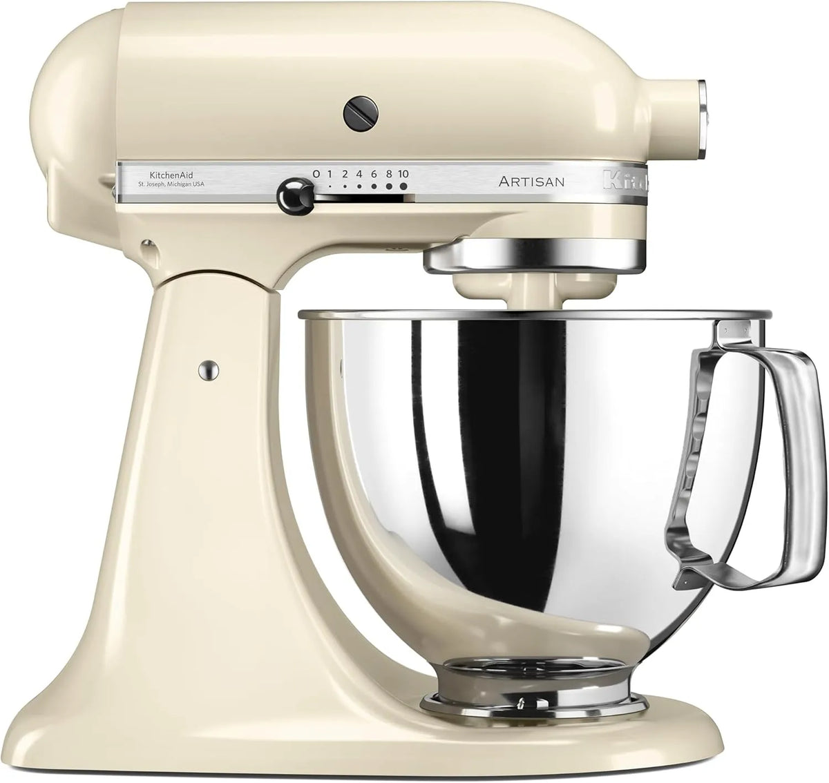 KitchenAid robot pâtissier, Batteur avec 3 accessoires et Bol inox de 4,8 L, Artisan, Robot cuisine multifonctions à tête inclinable, Crème