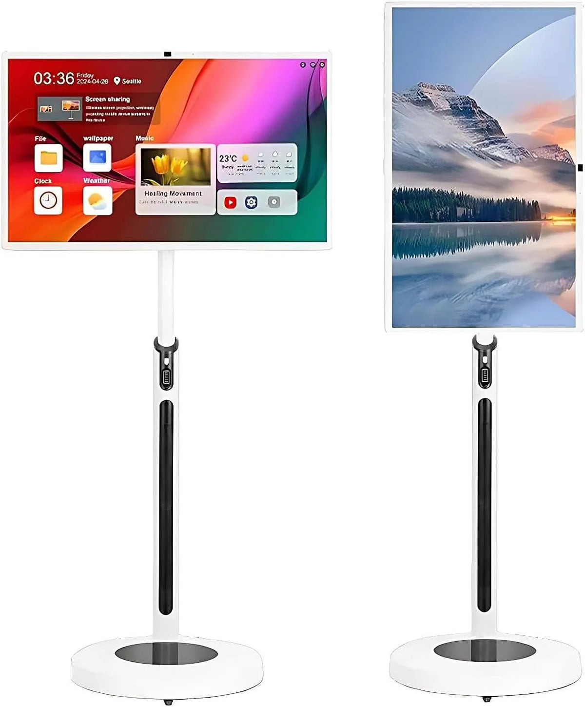 Portable Sur Roulettes 32in 8+128GB 1080P TV Intelligente, Batterie 13 500 MAh Support Roulant For Bureau À Domicile