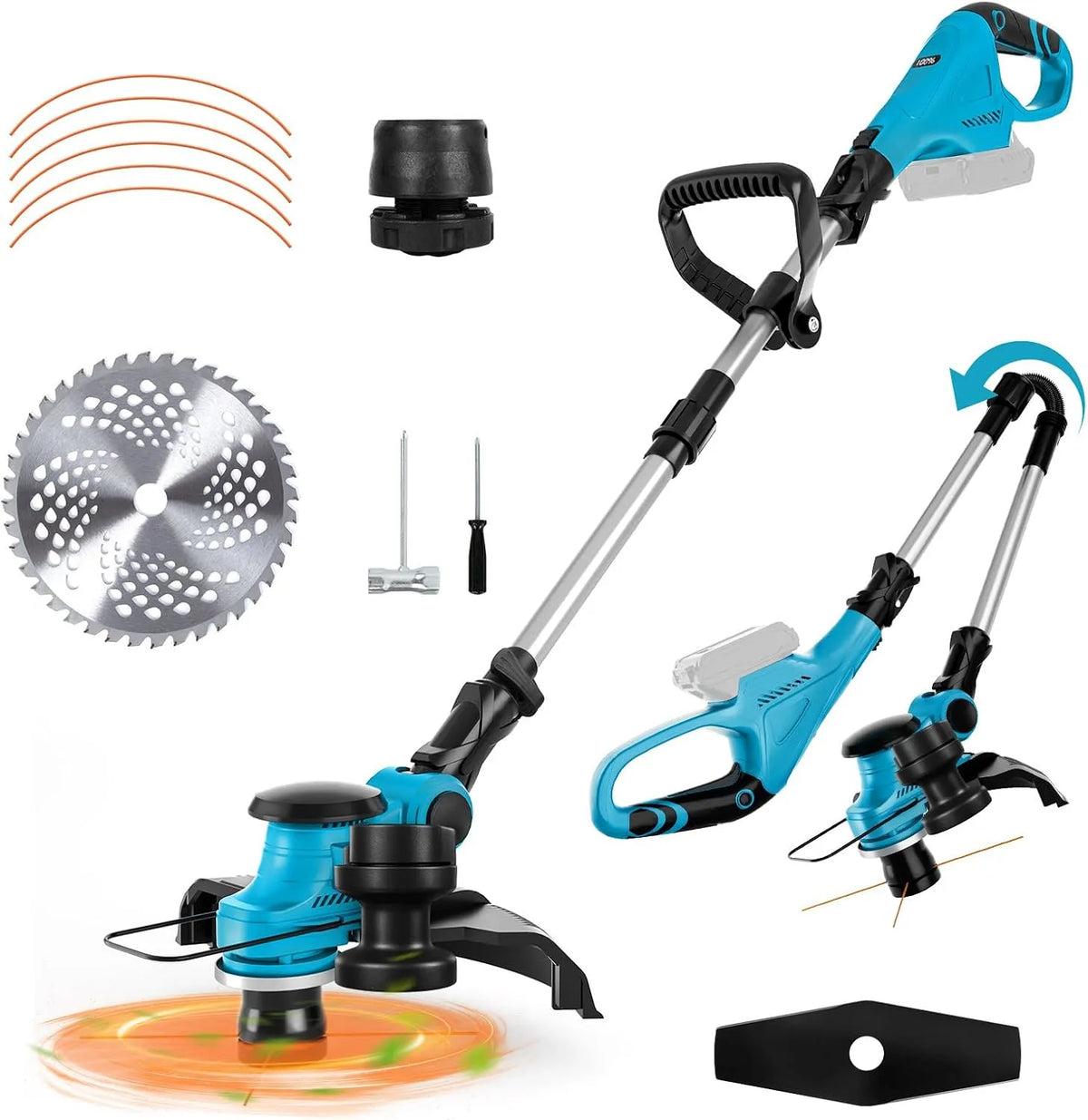Makita tondeuse, combi pliable 3 en 1 avec moteur sans balais, Batterie Strimmer compatible avec batterie 18V, électrique, coupe-légumes