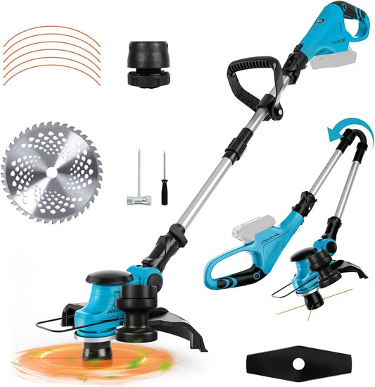 Makita tondeuse, combi pliable 3 en 1 avec moteur sans balais, Batterie Strimmer compatible avec batterie 18V, électrique, coupe-légumes