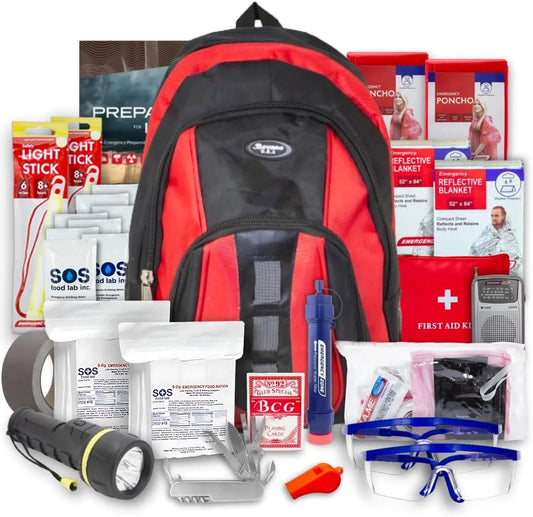 Kit de Survie Complet Deluxe Essentiels 72 Heures Emergency Zone, Préparez Votre Famille pour les Ouragans, Tremblements de Terre, Inondations.