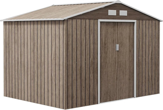 Abri de jardin Outsunny, avec portes coulissantes verrouillables et 4 aérations, cabane de jardin cabanon rangement outils, marron
