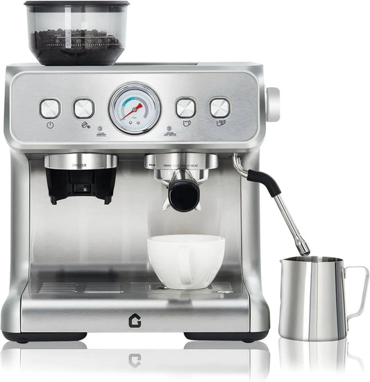 Machine à café, eau chaude et 30 niveaux de mouture, Machine à expresso avec broyeur conique et de pression de 20 bars, Pour, tuyau vapeur