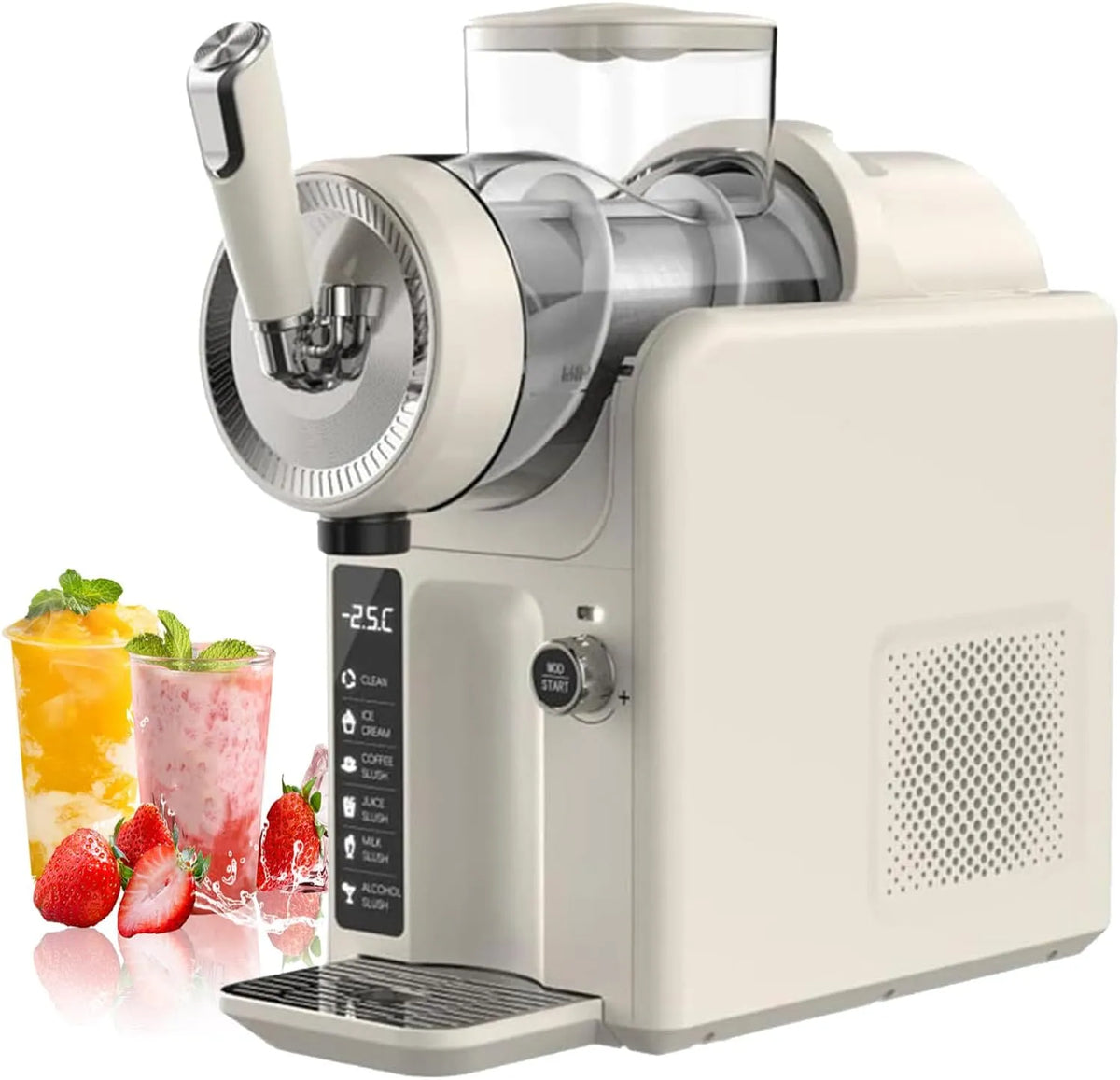 Granita Machine à, Avec 5 Programmes Prédéfinis, Sans Glace, Cocktails Et Frappés white, capacité 1,8 L, Congélation Rapide En 15 Min, Autonettoyante