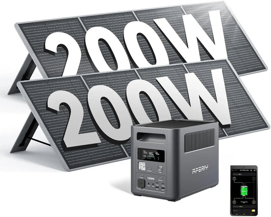 Générateur électrique LiFePO4 220V-240V IP65 AFERIY, Panneau Solaire Pliable avec Ports USB, pour Camping, Maison, Domicile