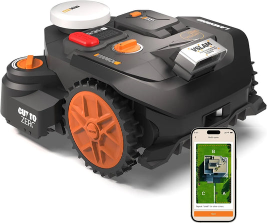 Worx tondeuse 2WD WR306E, Vision Cloud Robot, sans Fil périphérique, Navigation VSLAM + RTK Cloud, Cut-to-Zero, jusqu'à 600 m², contrôle Via l'app