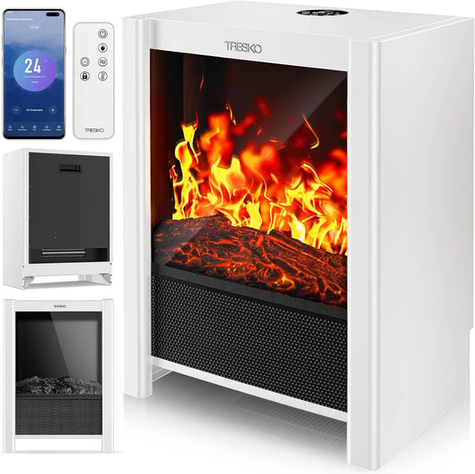 Cheminée électrique TRESKO, Maison Intelligente WiFi app & télécommande, Foyer électrique avec Thermostat, puissance 2000W