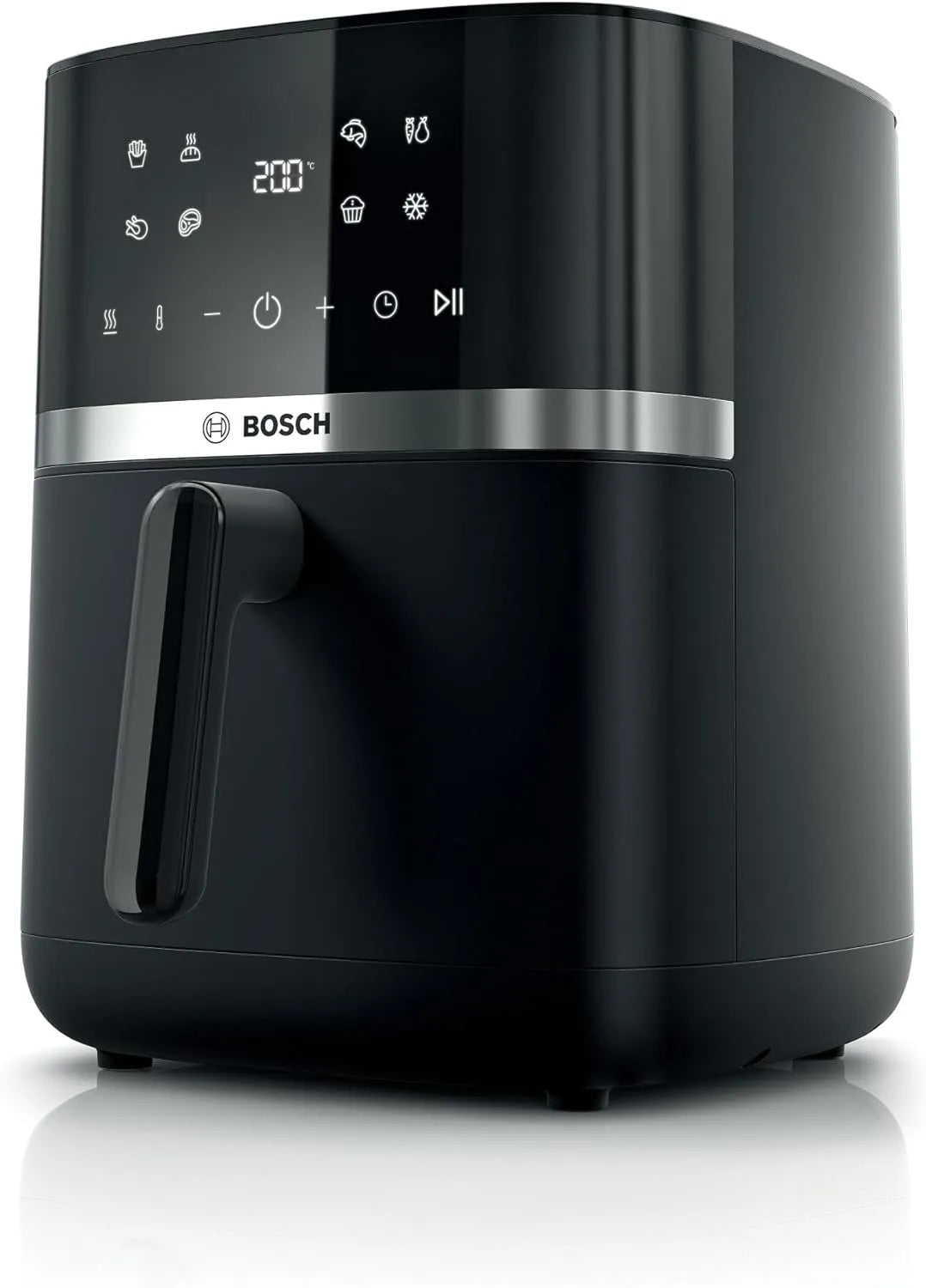 Bosch modèle, Air Fryer Série 4, Friteuse sans huile MAF462B0, capacité 6,1 L, double chauffe, écran tactile, finition noire, 7 programmes, cuisson