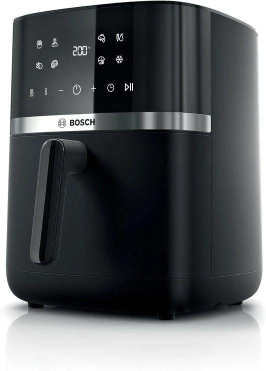 Bosch modèle, Air Fryer Série 4, Friteuse sans huile MAF462B0, capacité 6,1 L, double chauffe, écran tactile, finition noire, 7 programmes, cuisson
