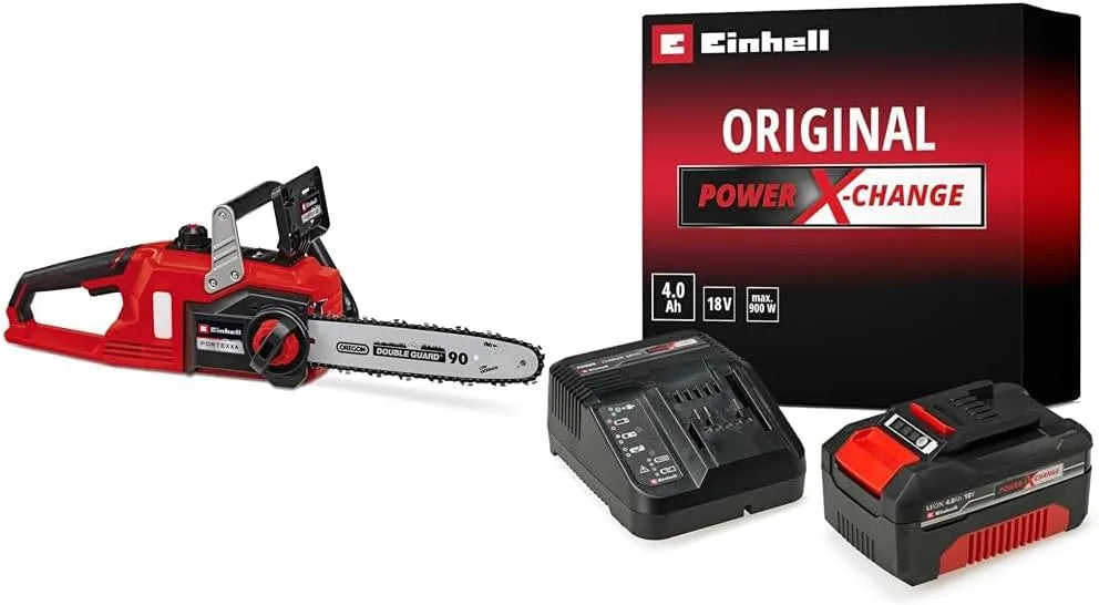 Einhell tronçonneuse, tension 18V, sans fil FORTEXXA 18/30 Power X-Change, guide-chaîne 30 cm, avec chargeur et batterie 4,0Ah, moteur sans charbon