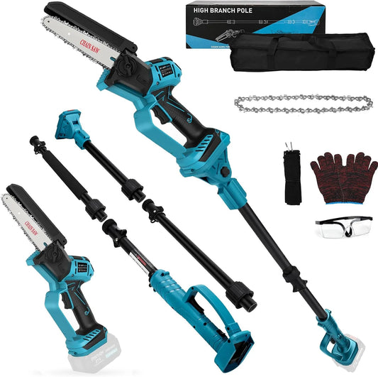 Makita tronçonneuse, Mini 6 Pouces électrique sans fil compatible avec 18 V, 2 IN 1 Perche Élagueuse Télescopique Électrique, sans batteries