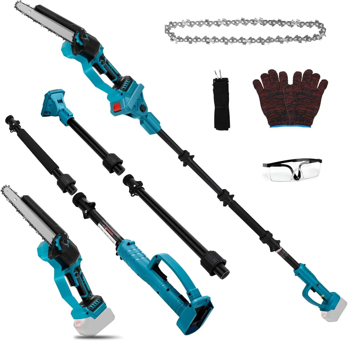 Makita tronçonneuse, Scie à Branches Sans Fil 2 en 1, Mini 8 Pouces Sans Balais Compatible avec 18V, Perche Télescopique Extensible Jusqu'à 4,5m