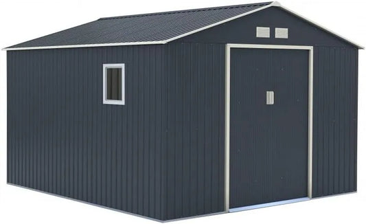 Abri de jardin, en Acier Galvanisé 13m², Hautes Parois 175cm, Anthracite avec Kit d'ancrage, Fenêtre latérale