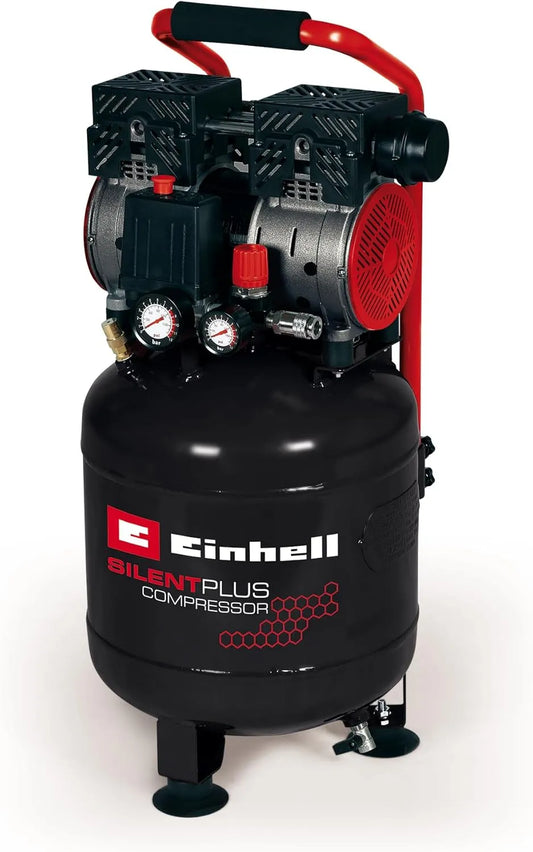 Einhell compresseur TE-AC 270, Cuve de 24 L, puissance 750W, Débit d'aspiration 135l, Moteur sans huile, à air silencieux /50 Silent Plus, 135l/min