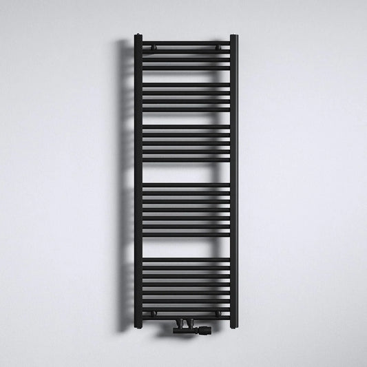 Radiateur Mai & Mai, à Eau Chaude Mural Chauffage Central 140x50cm Sèche-Serviettes finition grise finition noire en Acier Inoxydable