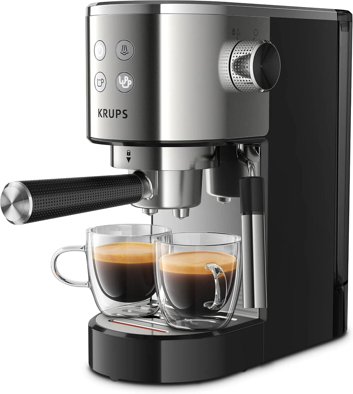 Krups machine expresso XP442C11, INOX 1L Virtuoso Automatique, capacité 1 L, puissance 1450 W, 2 Tasses, Compacte