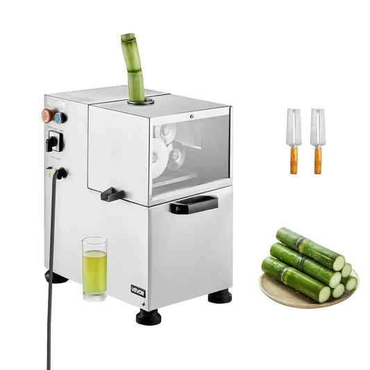 Vevor extracteur de jus, Presse à Canne à Sucre Électrique 800 W, de Canne à Sucre Haut Rendement de 300 kg, avec 4 Rouleaux en Acier Inoxydable