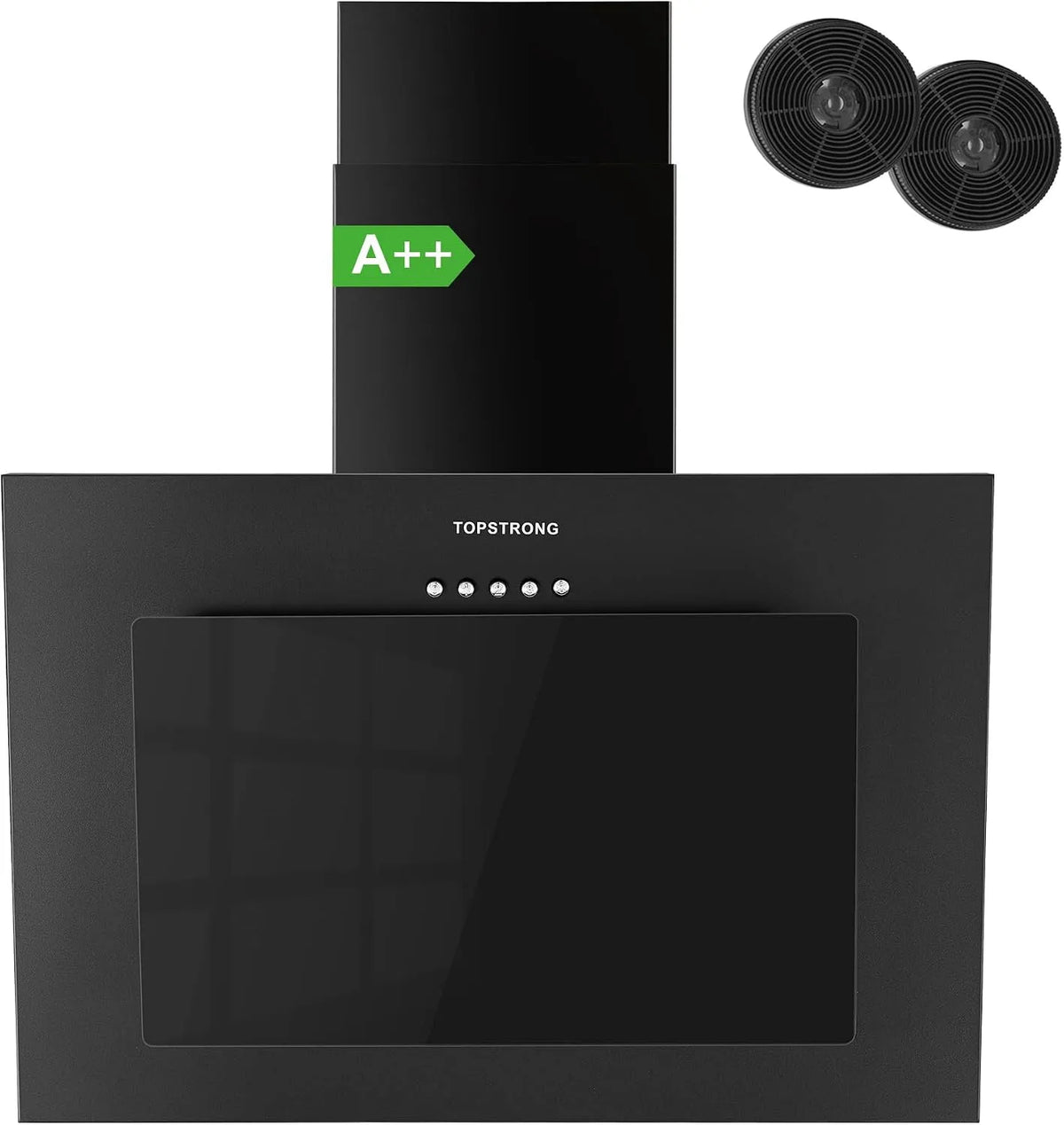 Hotte aspirante, 3 niveaux de vitesse Hotte, TopStrong Hottes Aspirantes 60cm, 56 dB, Class A++ Hotte Cuisine inclinée Silencieuse, 350m³/h
