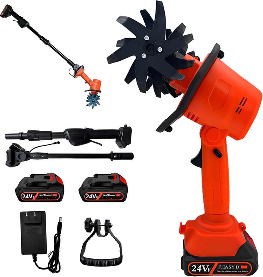 Motoculteur, Largeur de Travail de 10 cm, Fraise rotative 235 TR/Min avec 4 rangées de Fraises en Acier, Comprend 2 Batteries et Un Chargeur