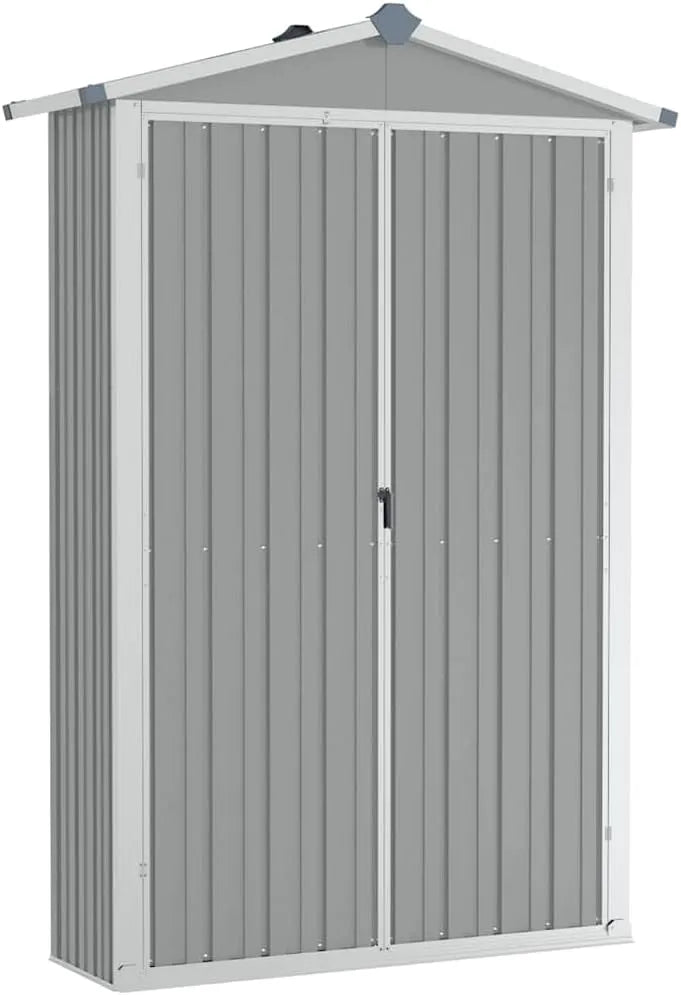 Abri de jardin vidaXL, Cabane à Outils Abri de Rangement Hangar de Stockage d'Outils Remise d'Extérieur finition grise 116x45x175 cm Acier Galvanisé