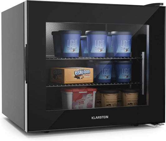 Klarstein congélateur, capacité 88L, 3 Étagères, Énergie Efficace, façade vitrée, IceAge 88 Mini, Température Réglable 0 à -18°C, Éclairage LED