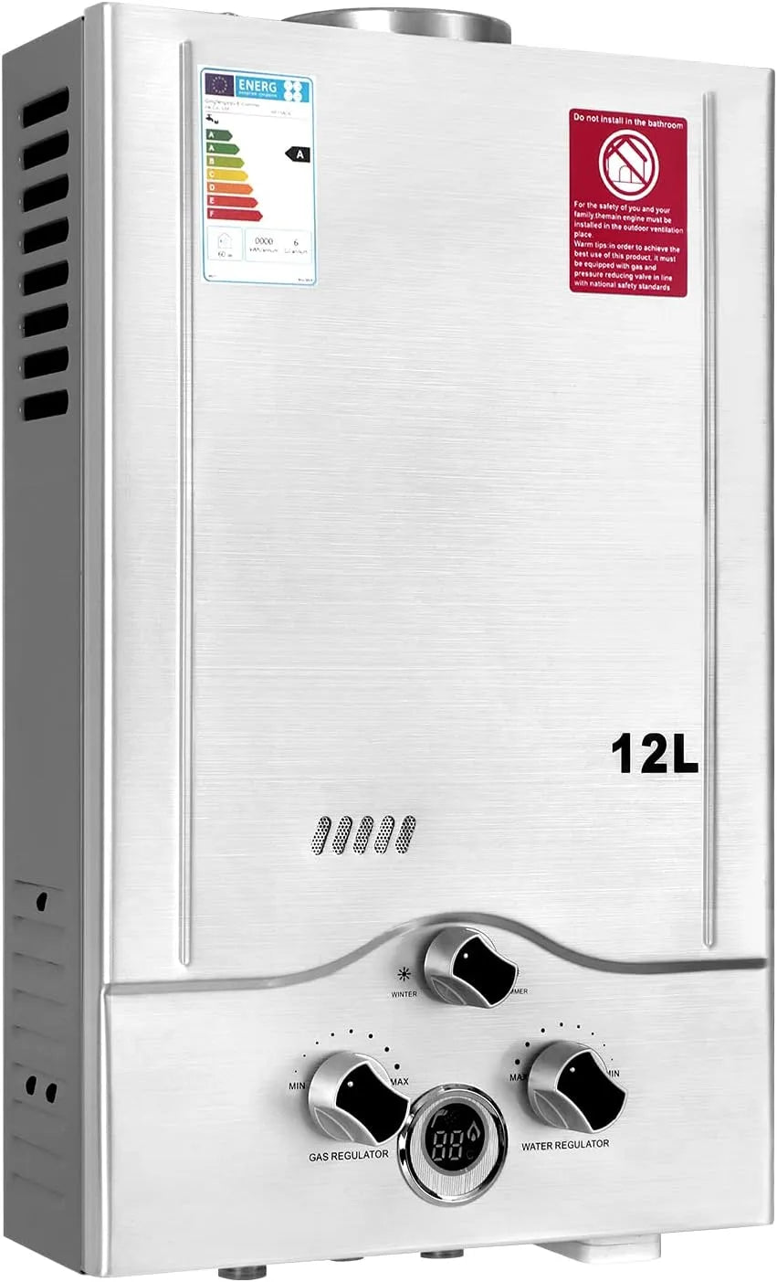 Chauffe-eau électrique 12LPM, pour la Maison, les Cabines, à Gaz Instantané 24KW GPL avec une Pression d'Eau de Départ Très Faible de 0,2 bar