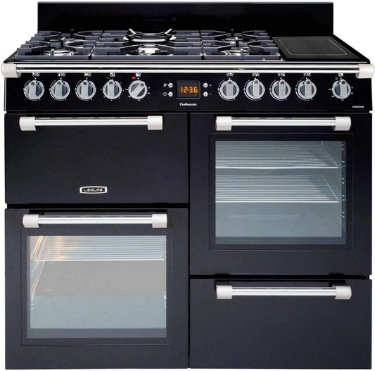 Plaque de cuisson CK100F324K, Piano de cuisson Leisure, Gaz, finition noire, Four Electrique Grill + Convection + Chaleur pulsée, Classe énergétique A