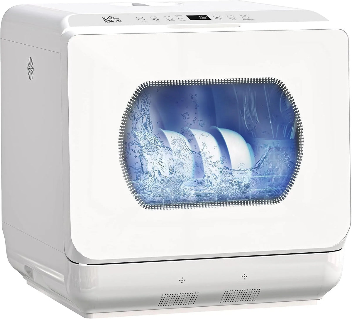 Homcom lave-vaisselle, Mini 4 couverts, double alimentation en eau, commande tactile, affichage LED, de table 5 programmes, réservoir d'eau 6L