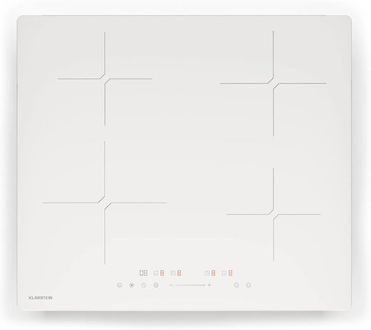 Klarstein plaque de cuisson, puissance 7800 W, Design Épuré 60 cm, 4 Zones, PowerGlide Induction Encastrable, Commande à Glissière