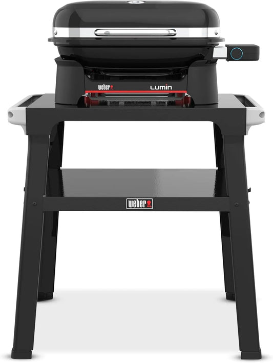 Barbecue 1501653 Weber Lumin Compact, Jusqu'à 315 °C, avec thermomètre intégré au Couvercle, finition noire, Surface de Cuisson 43 × 32 cm