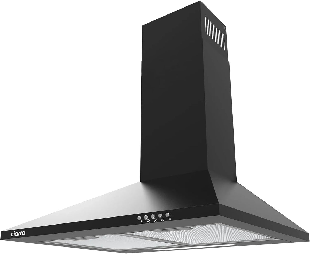 CIARRA hotte aspirante CAB6201A, 3 niveaux de vitesse, 3 niveaux de vitesse, classe énergétique A, Eclairage LED, 60cm 370 m³/h, Hotte Murale