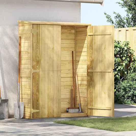 Armoire de jardin, 123x50x171 cm Pinède imprégnée, extérieur, abri de Jardin en Bois abri à Outils avec étagères et Portes