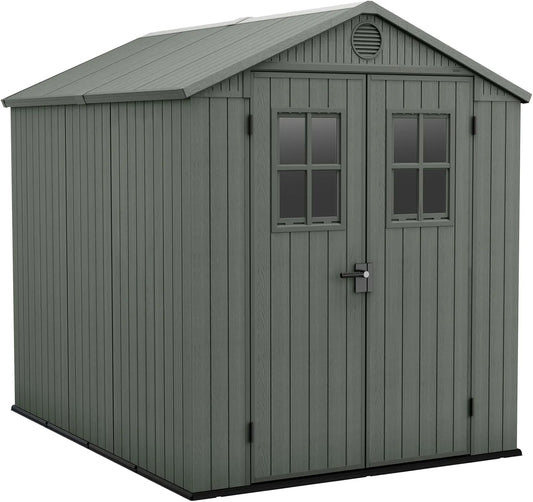 Abri de jardin Keter, Darwin 6 x 8 cm, 190 x 244 x 221 H cm, 4,5 m², Finition Effet Bois, Couleur Vert Sauge