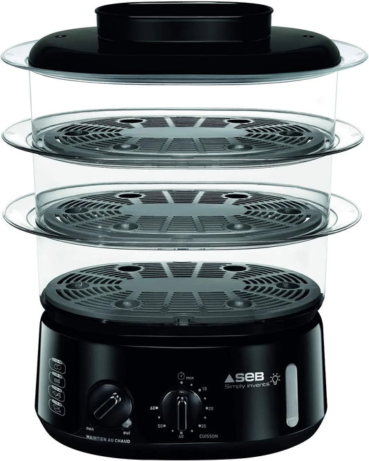 Cuiseur vapeur VC110800 Seb Simply Invents, 3 bols Capacité modulable Maintien au chaud finition noire