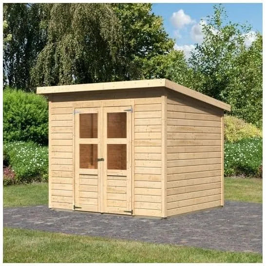 Abri de jardin, Toiture Plate, Bois Massif 5,2m² Merseburg 5, Structure Épicéa Nordique avec Embase Autoclave, Loquet Sécurité
