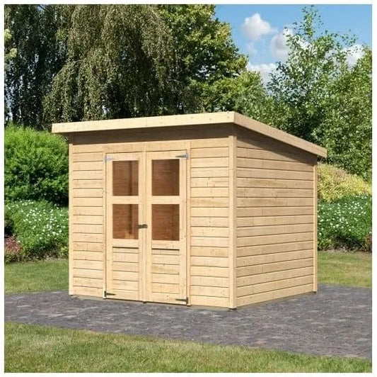 Abri de jardin, Toiture Plate, Bois Massif 5,2m² Merseburg 5, Structure Épicéa Nordique avec Embase Autoclave, Loquet Sécurité