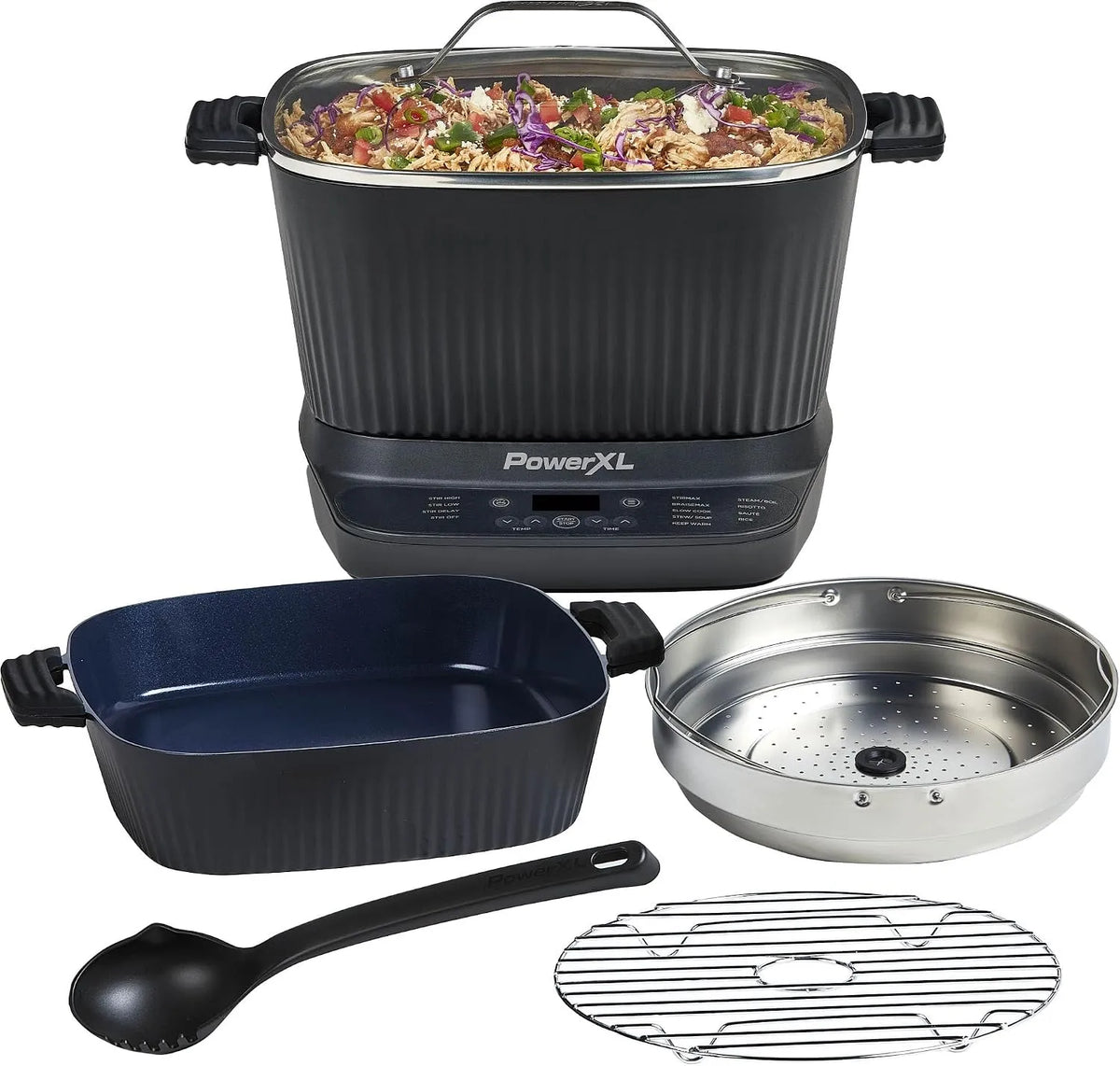 Multicuiseur numérique de 7,5 litres STIRMAX DELUXE, préréglages programmables 9 en 1 pour sauter, Sear et Brown Food avant ébullition, Accessoires