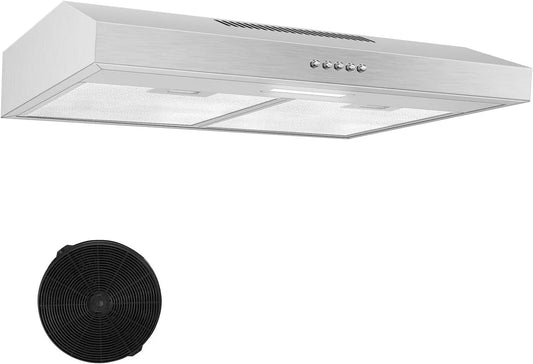 Hotte aspirante TopStrong, 60cm sous comptoir, 60cm air circulant, air évacué 201 m³/h, avec filtre à charbon actif CF-K, acier inoxydable