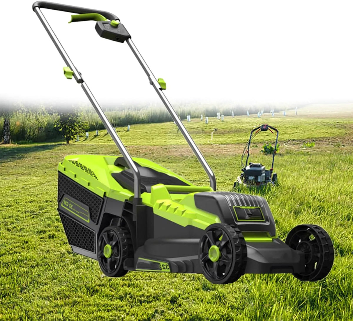 Tondeuse à gazon, tension 40 V sans Balais 33 cm, 13 po, 3 Réglages de Hauteur de Coupe, sans Fil, électrique, Pliage Rapide